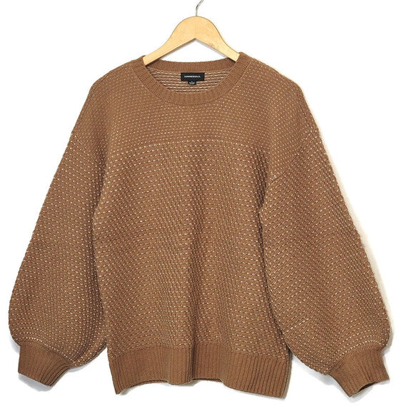 Summersalt Cashmere Wool Round Neck Balloon Sleeve Camel Tan Knit Sweater Size S - Picture 8 of 16